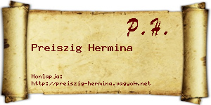 Preiszig Hermina névjegykártya
